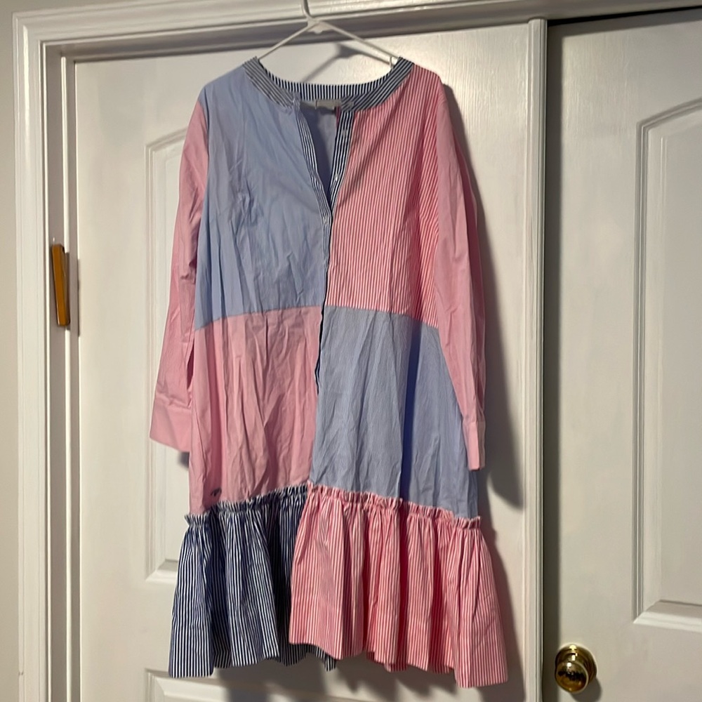 Apparalel x Racheli Blue and Pink striped dress